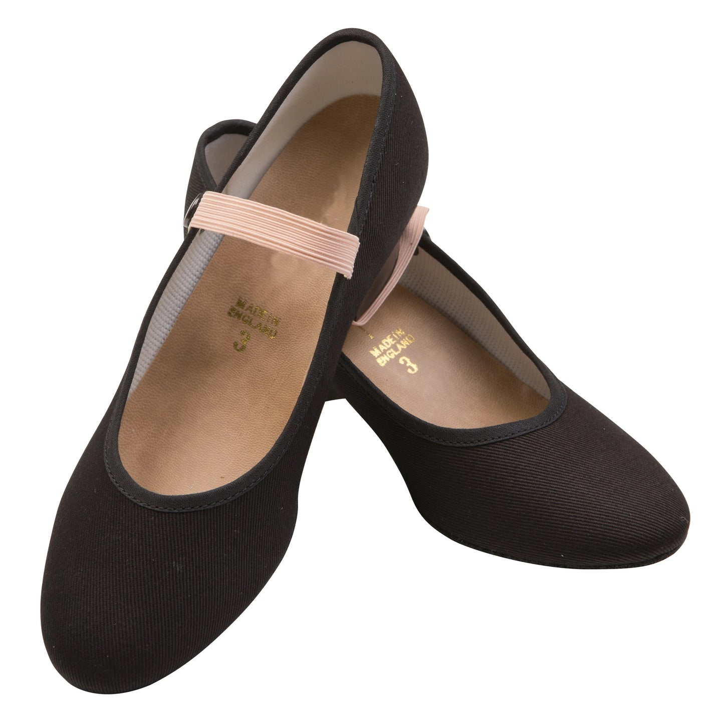 Black Cuban-heeled character shoes with elastic