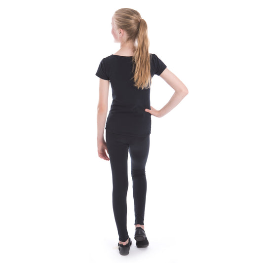 Girls – Black school logo full-length leggings