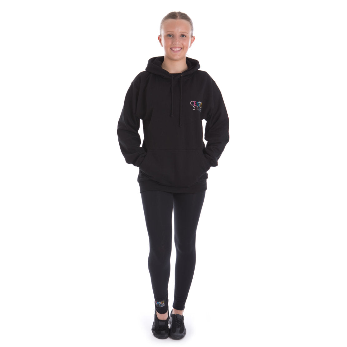 Girls – Black school logo hoodie