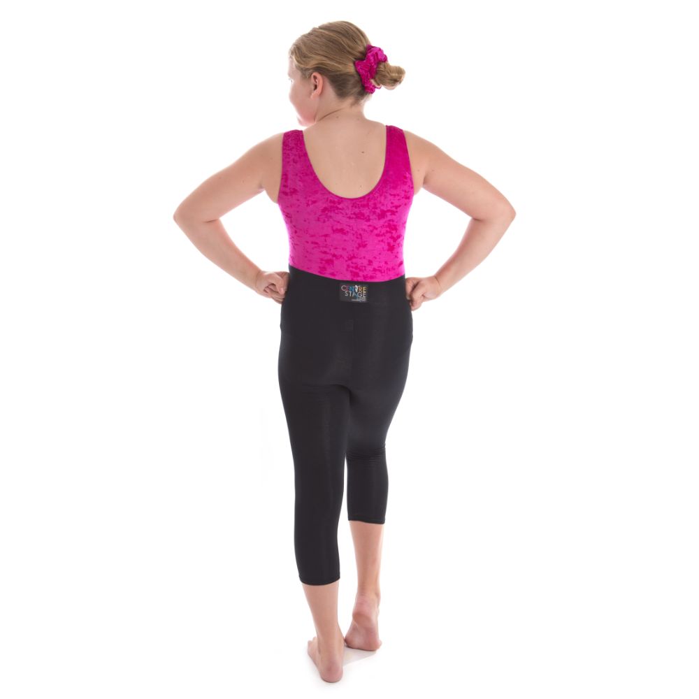 Girls – Cerise pink velour and black cotton all-in-one
