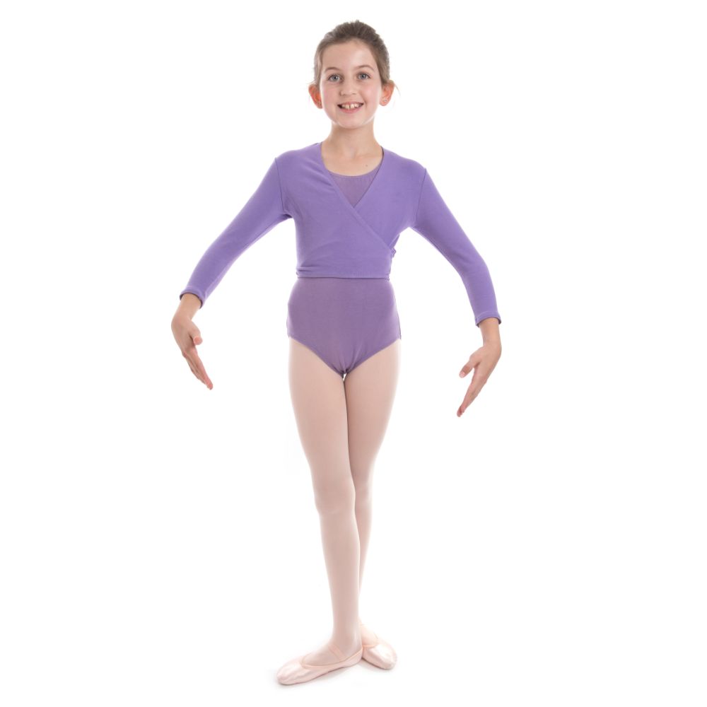 Lavender crossover poly cotton lycra cardigan
