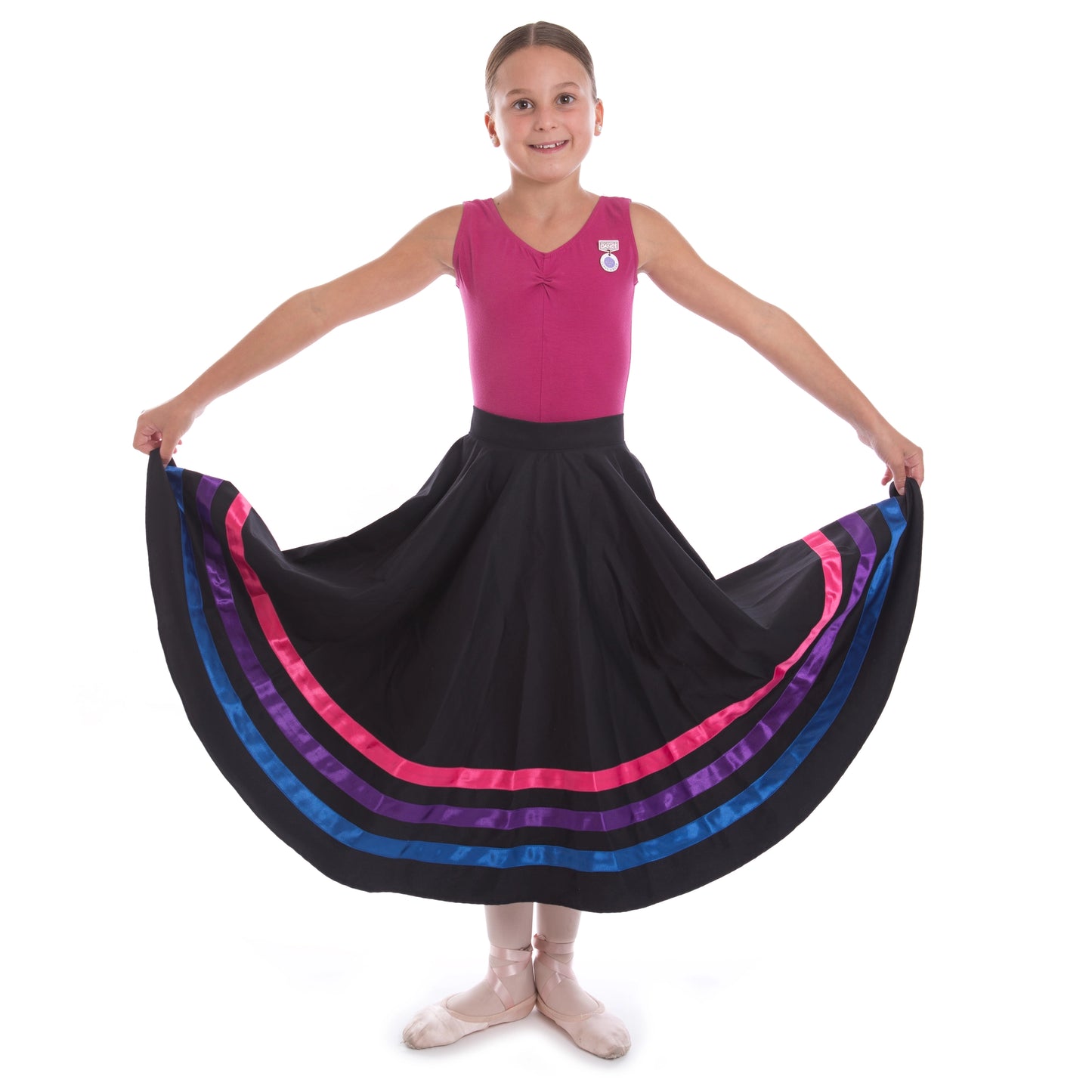 Black character skirt with matching colours (mulberry, purple, royal blue)