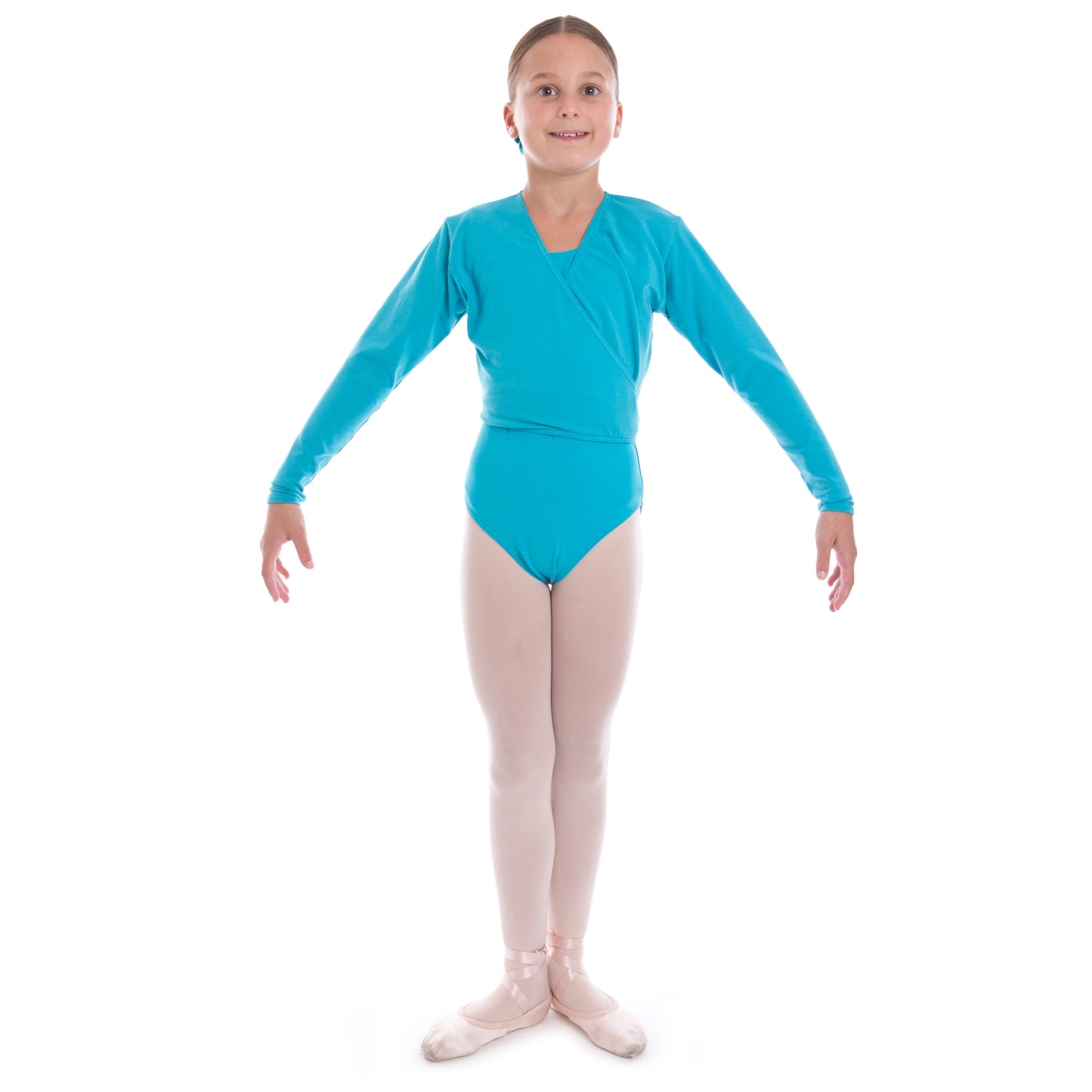 Marine Blue crossover poly cotton lycra cardigan