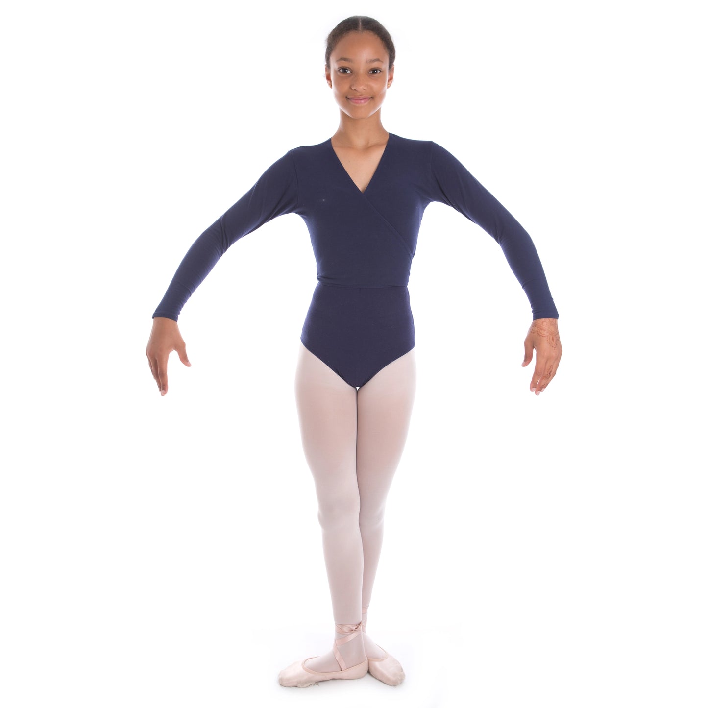 Navy RAD Approved Cotton Lycra, Long Sleeved, Crossover Cardigan.
