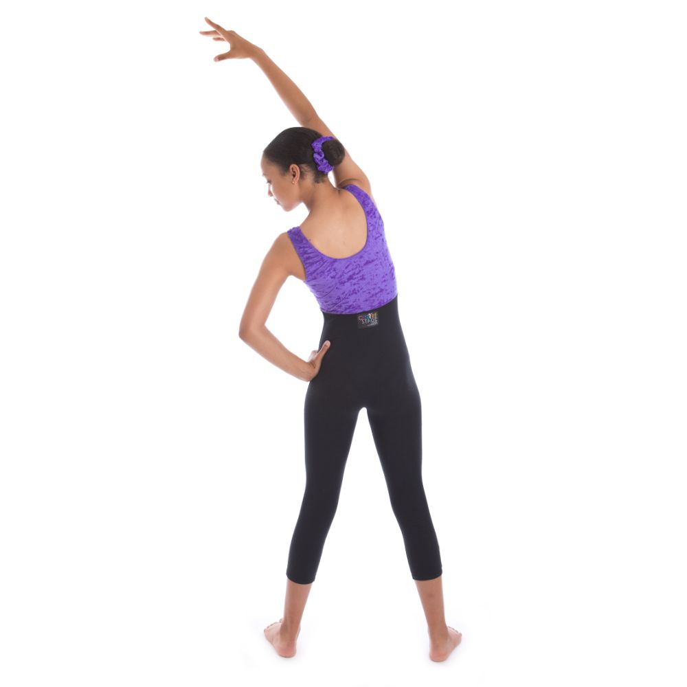 Girls – Purple velour and black cotton all-in-one