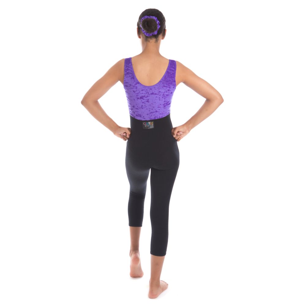 Girls – Purple velour and black cotton all-in-one
