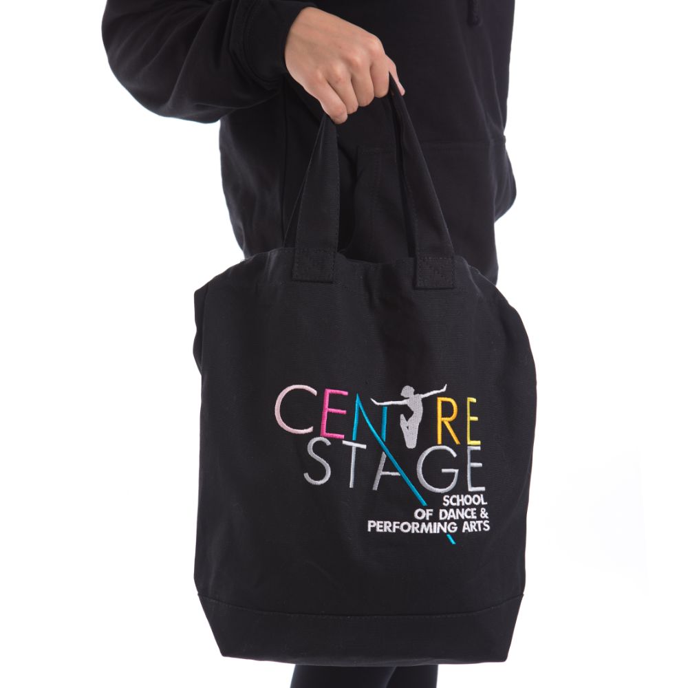 Girls – Black capped-sleeved school logo fitted top