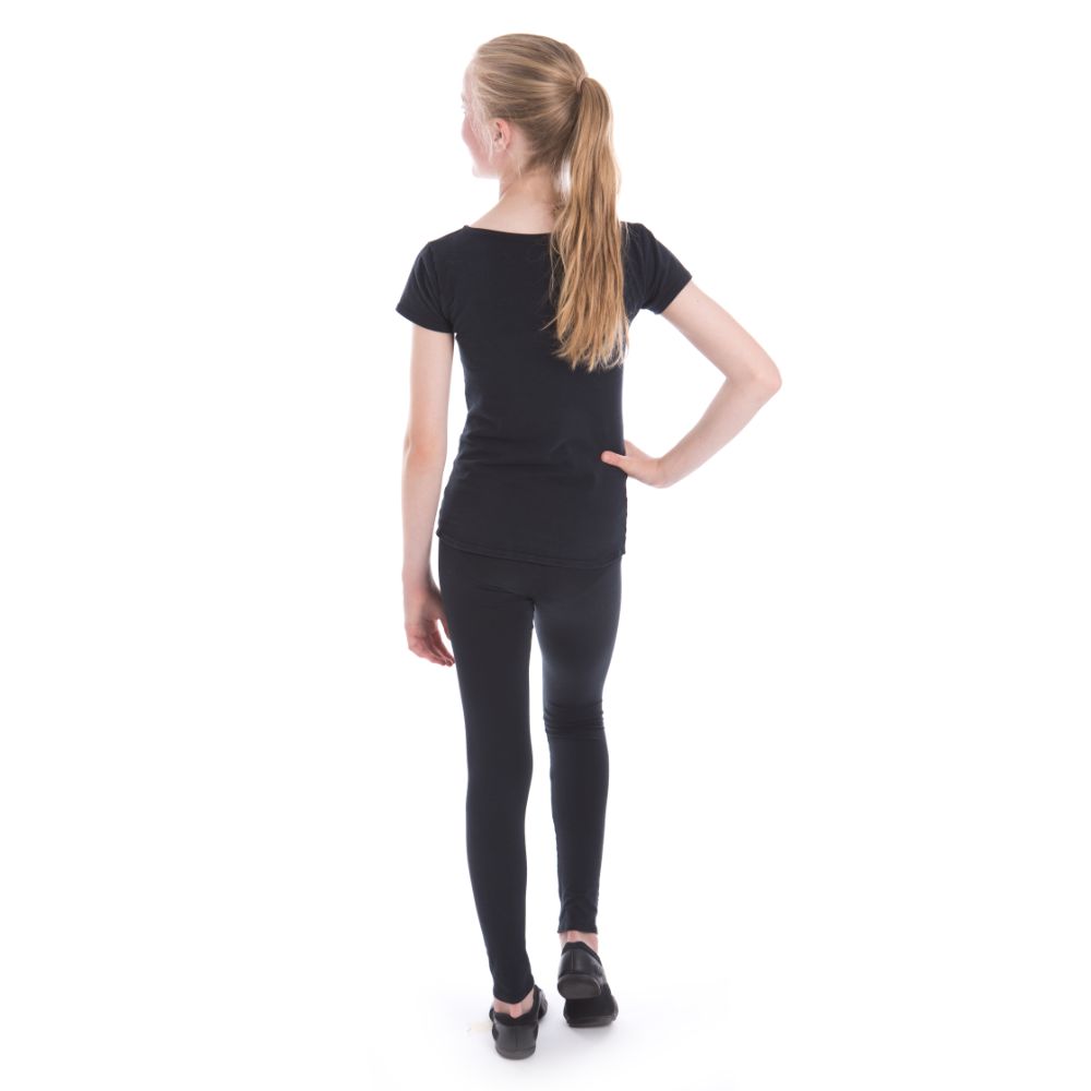 Girls – Black capped-sleeved school logo fitted top