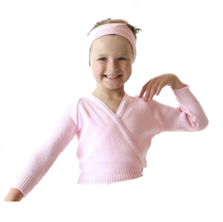 Knitted sugar pink crossover cardigan