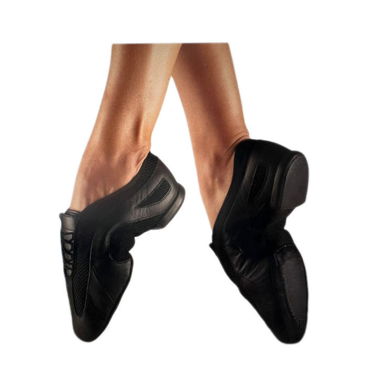 Black full/split sole elastic jazz shoes