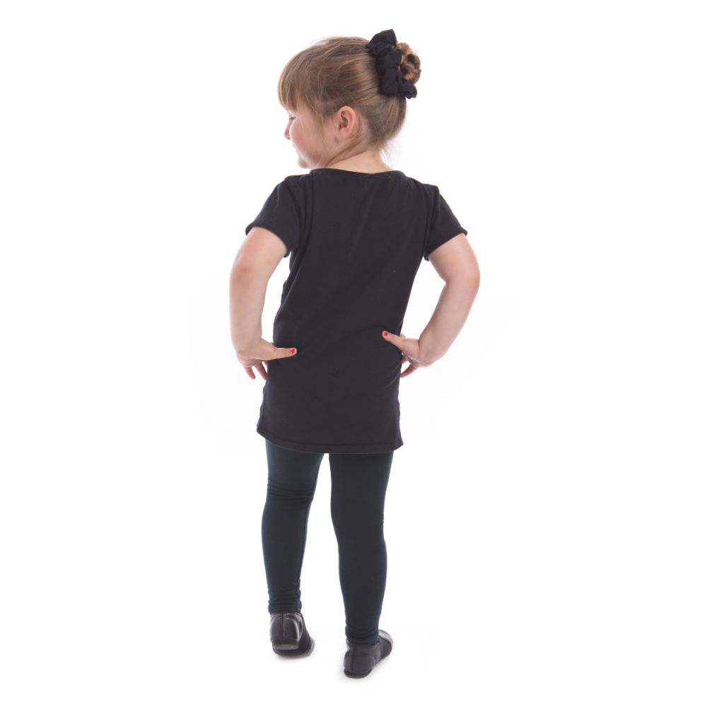 Girls - Black capped-sleeved school logo fitted top
