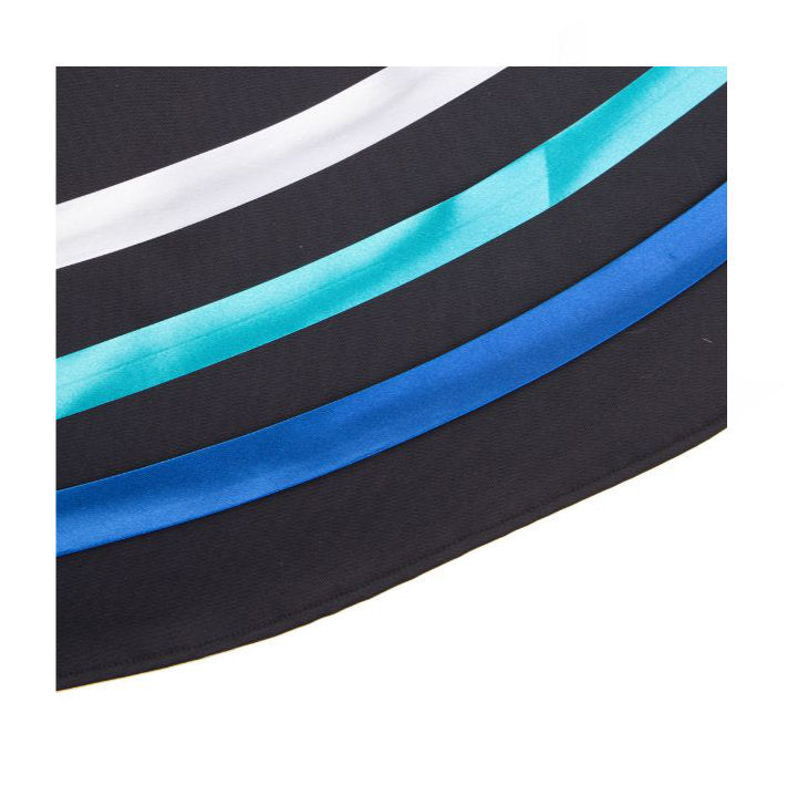 Black character skirt with matching colours (white, teal and royal blue)