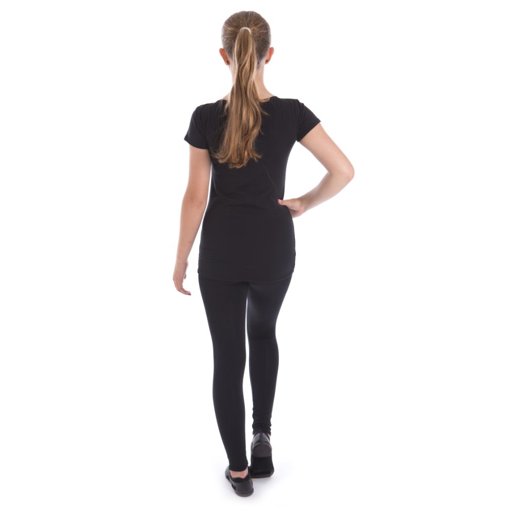 Girls – Black capped-sleeved school logo fitted top
