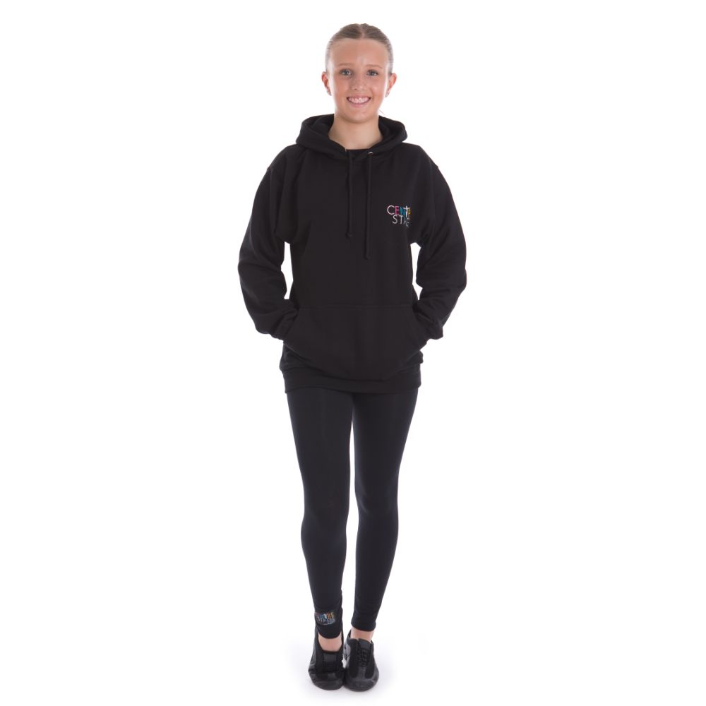 Girls – Black capped-sleeved school logo fitted top